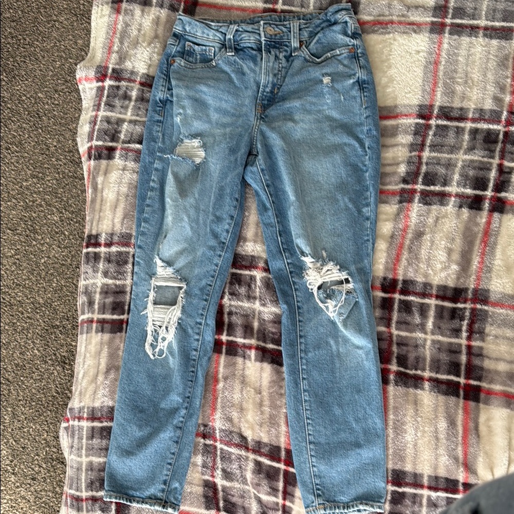 Distressed Blue Jeans